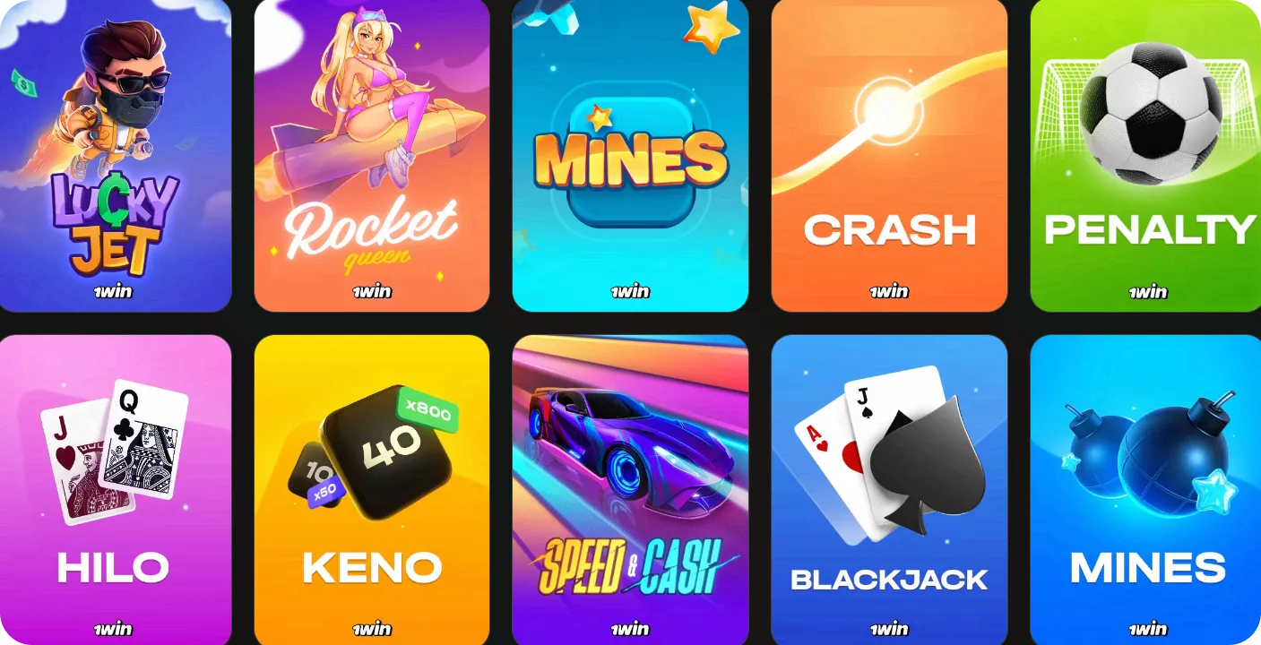 Catalogul de jocuri crash 1Win — Lucky Jet, Aviator, Mines, Rocket și altele